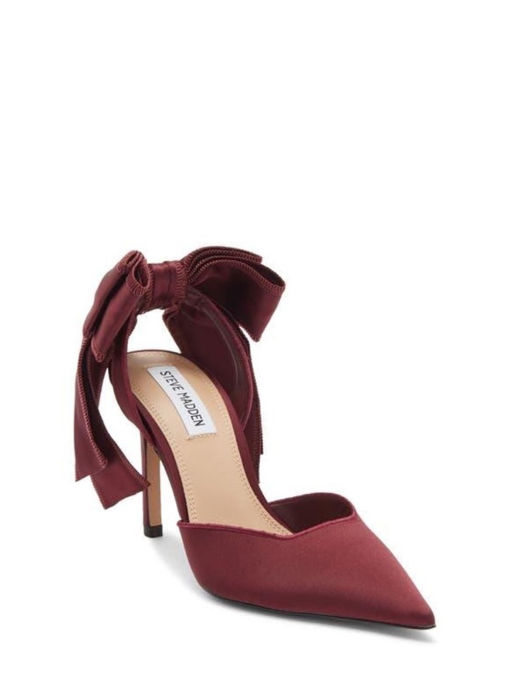 BNWT Steve Madden Burgundy Pointed-Toe Stiletto with Bow Ankle Tie